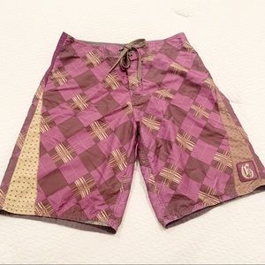 🏷️ Men’s GOTCHA Cataria Purple Plaid Board Shorts 34